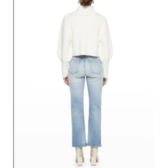 Jonathan Simkhai Standard River High Rise Fray Hem Jeans 31 12 Straight Light - Picture 2 of 10